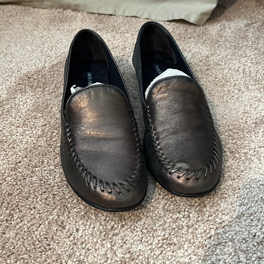 Women's Black Metallic Slip-On Loafers